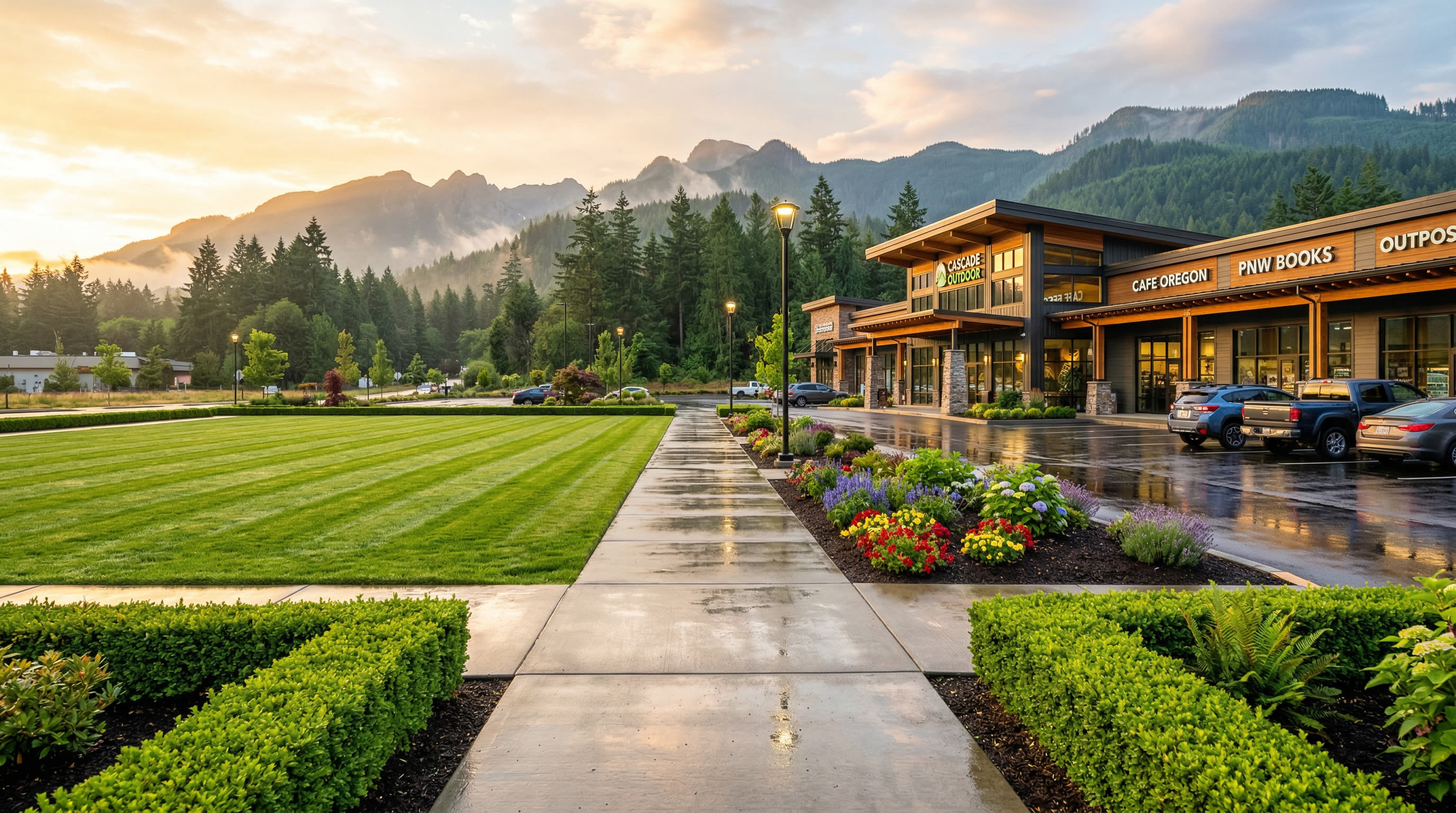 Pristine commercial property maintained by ManageMowed in the Edmonds and the North Sound